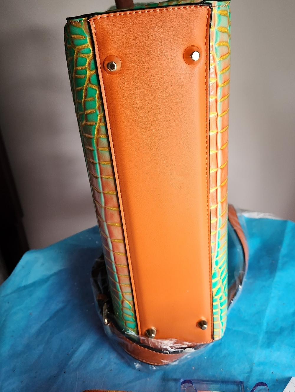 Multi Color Croc Satchel/Wallet 3 pc Set, NWT - Picture 10 of 12